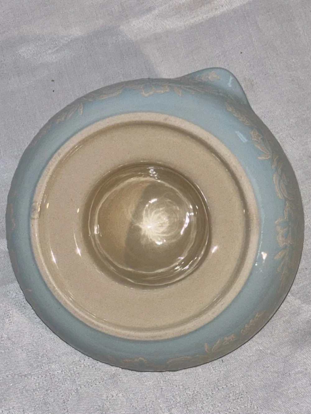 Vintage Pastel Blue Ceramic Citrus Juicer Rose Floral Cottagecore Reamer